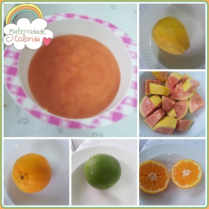 papa de fruta de goiaba, laranja e mexerica